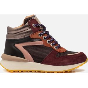 Develab - Girls Mid Cut Sneaker - Veterboots - Bordeaux Rood, Roze, Beige, Zwart - Leer