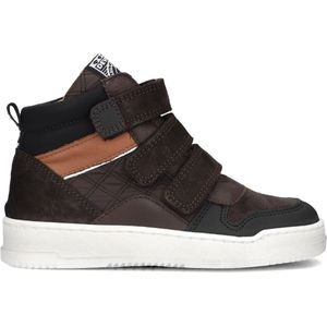 Develab - 45889 - Halfhoge Klittenbandschoen - Dark Brown - Leer