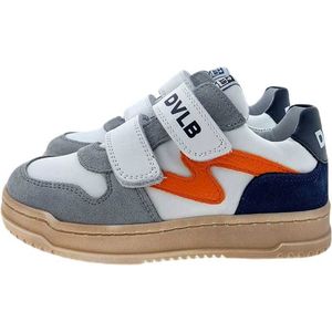 Develab leren sneakers wit/oranje/blauw