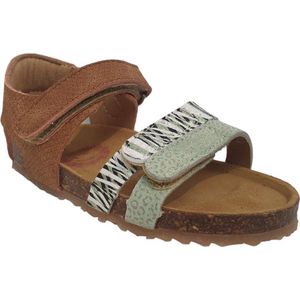 Develab - Sandaal - Cognac/Groen Metallic Accenten - Leder