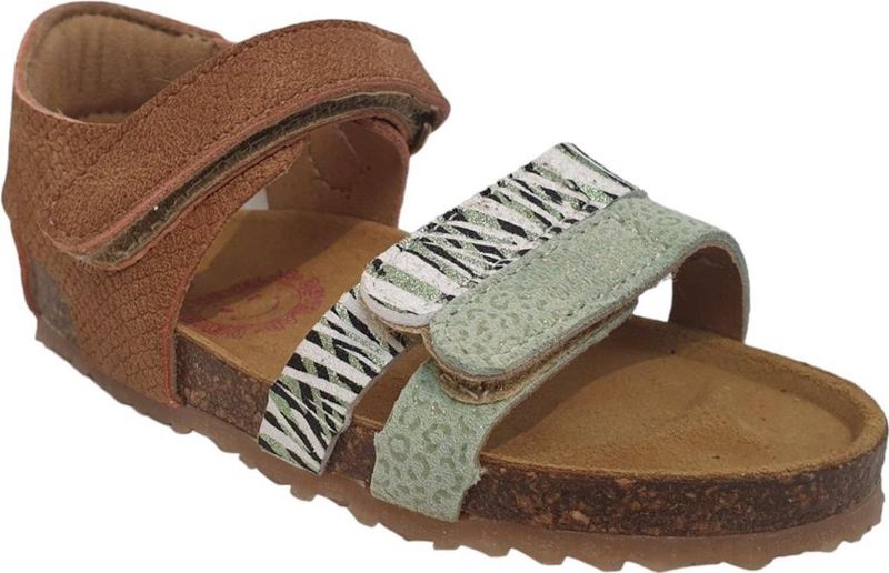 Develab - Sandaal - Cognac/Groen Metallic Accenten - Leder