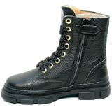 Develab - Biker Boot - Zwart - Leder - Veters en Rits - Uitneembaar Voetbed