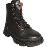 Develab - Biker Boot - Zwart - Leder - Veters en Rits - Uitneembaar Voetbed