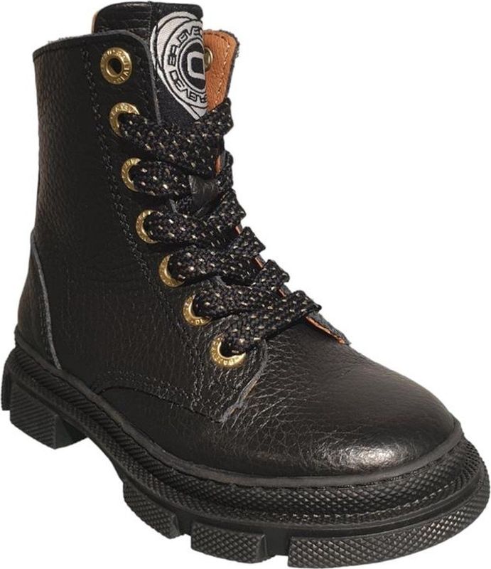 Develab - Biker Boot - Zwart - Leder - Veters en Rits - Uitneembaar Voetbed