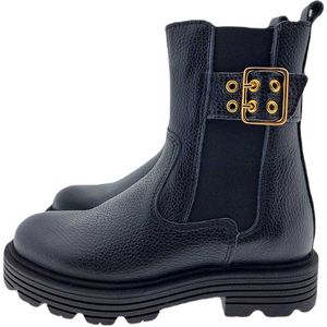 Red-Rag 12510 Boots - Zwart - Leer - Goudkleurige Gesp