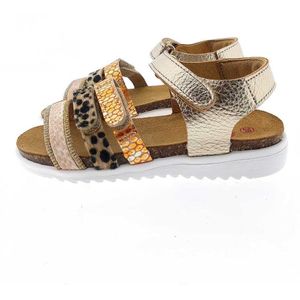 Develab - Leren Sandalen - Goud/Panter - Klittenband