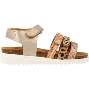 Develab - Leren Sandalen - Goud/Panter - Klittenband