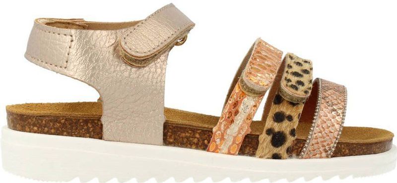 Develab - Leren Sandalen - Goud/Panter - Klittenband