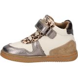Develab - 44402 - Hoge Sneaker - Wit en Goud - Leer en Suede - Leopard Print