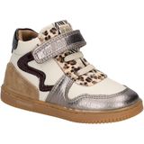Develab - 44402 - Hoge Sneaker - Wit en Goud - Leer en Suede - Leopard Print