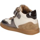 Develab - 44402 - Hoge Sneaker - Wit en Goud - Leer en Suede - Leopard Print