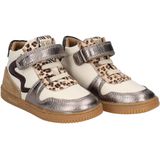 Develab - 44402 - Hoge Sneaker - Wit en Goud - Leer en Suede - Leopard Print