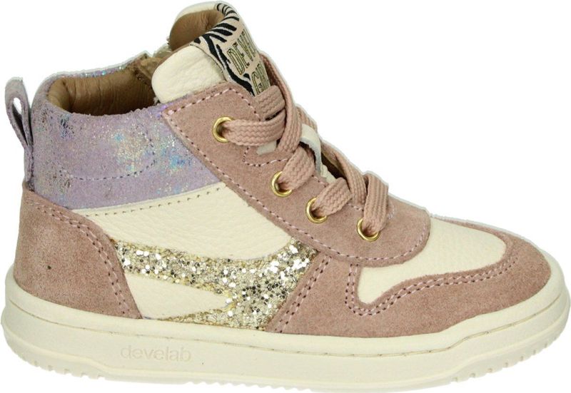 Develab leren sneakers roze/ecru
