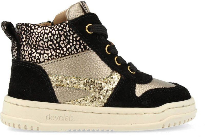 Develab - 41922 - Veterboot - Zwart - Suède met Glinsterende Details