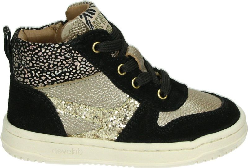 Develab - 41922 - Veterboot - Zwart - Suède met Glinsterende Details