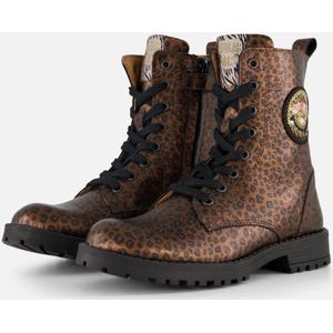 Develab - Leopard Veterboots - Bruin - Leer - Kinderschoenen