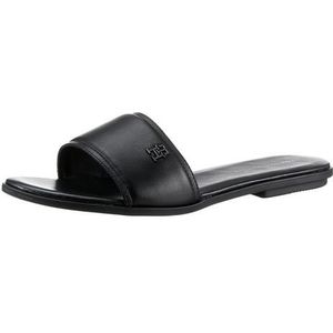 Tommy Hilfiger Dames POP kleur mule sandaal plat, zwart, 3.5 UK, Zwart, 36 EU