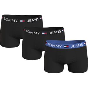 Tommy Hilfiger trunk (3-pack), heren boxers normale lengte, zwart met gekleurde tailleband