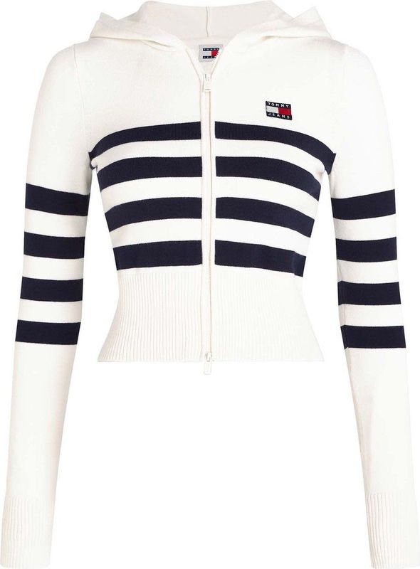 Tommy Jeans Sweatjacke TJW STRIPE ZIP THRU BADGE HOOD mit Tommy Jeans Flagge