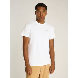 Effen Wit Katoenen T-Shirt Met Korte Mouwen En Ronde Halslijn