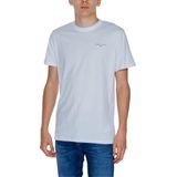 Effen Wit Katoenen T-Shirt Met Korte Mouwen En Ronde Halslijn