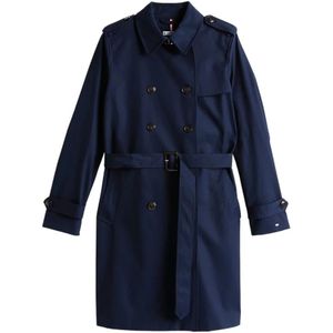 Tommy Hilfiger, Dames, Mantels, Blauw, Maat: L Leer,