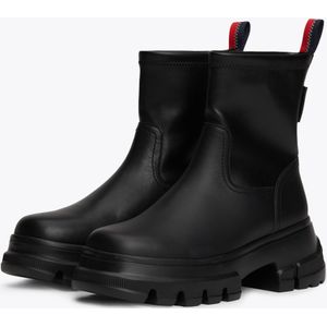 Tommy Jeans Stiefelette "TJW CHUNKY CHELSEA BOOT MIX MAT", Blockabsatz, Plateau, Schlupfboots, Combat-Boots mit Label