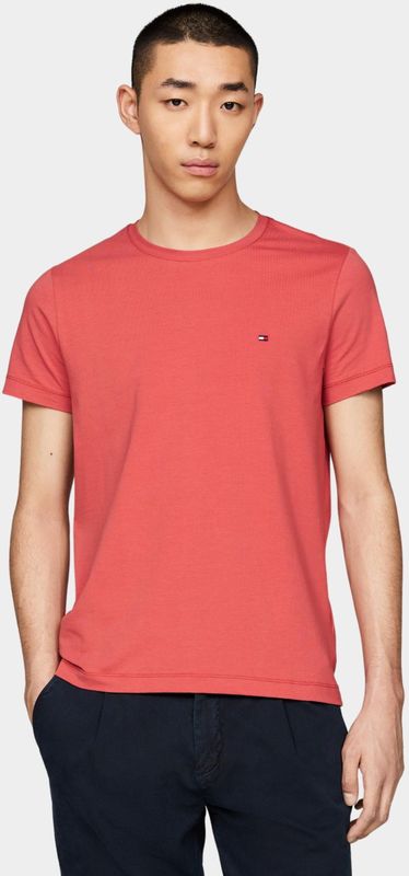 Tommy Hilfiger - Stretch Slim Fit T-shirt - Zwart - Biologisch Katoen