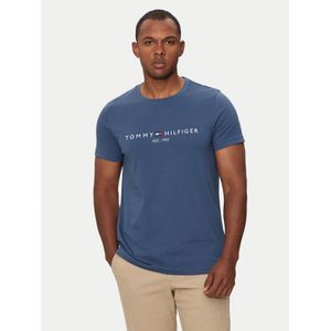 Tommy Hilfiger - Core Tommy Logo Tee - Blauw - Katoenen T-shirt
