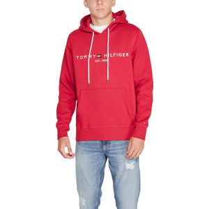 Rood Bedrukt Sweatshirt Met Capuchon En Zakken Aan De Voorkant