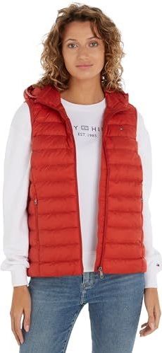 Tommy Hilfiger Dames Lw Gewatteerd Global Stripe Vest, Terra Rood, XS