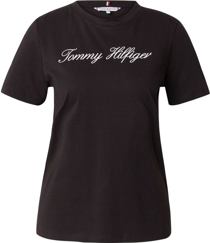 TOMMY HILFIGER NOS SCRIPT Regular C-NK SS WW0WW434590GJ003, zwart (NOS Black), S, zwart, S, zwart.