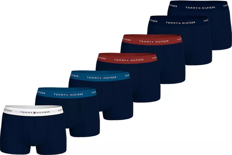 Tommy Hilfiger - Heren Trunks Boxers - Blauw - 7-Pack Katoenen Onderbroeken