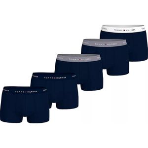 Tommy Hilfiger trunk (5 pack) heren boxers normale lengte blauw met gekleurde tailleband