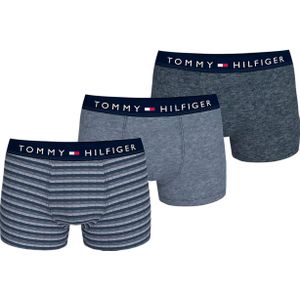 Tommy Hilfiger trunk (3-pack), heren boxers normale lengte, gestreept en blauw