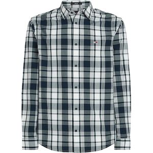 Tommy Jeans - Ruitshirt - Blauw - Regeneratief Katoen - Regular Fit