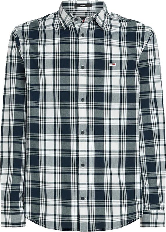 Tommy Jeans - Ruitshirt - Blauw - Regeneratief Katoen - Regular Fit