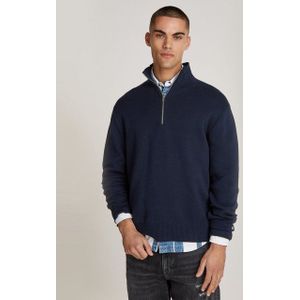 Tommy Jeans - TJM Reg Half Zip - Sweater - Blauw - 100% Biologisch Katoen