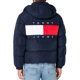 Tommy Hilfiger Jeans Blauw Alaska Puffer Jack Met Donsvulling En Afneembare Capuchon