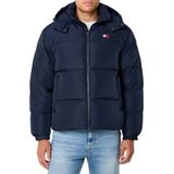Tommy Hilfiger Jeans Blauw Alaska Puffer Jack Met Donsvulling En Afneembare Capuchon