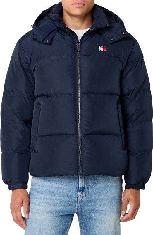 Tommy Hilfiger Jeans Blauw Alaska Puffer Jack Met Donsvulling En Afneembare Capuchon