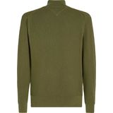 Tommy Hilfiger - Half Zip Trui - Olijfgroen - Gebreid - Katoen