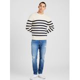 Tommy Hilfiger heren pullover Katoenen - grijsbeige met blauw gestreept