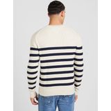 Tommy Hilfiger heren pullover Katoenen - grijsbeige met blauw gestreept