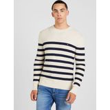 Tommy Hilfiger heren pullover Katoenen - grijsbeige met blauw gestreept