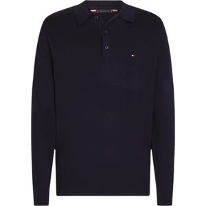 Tommy Hilfiger Polokragenpullover PIMA ORG CTN CASHMERE LS POLO Flag-Stickerei auf Brust