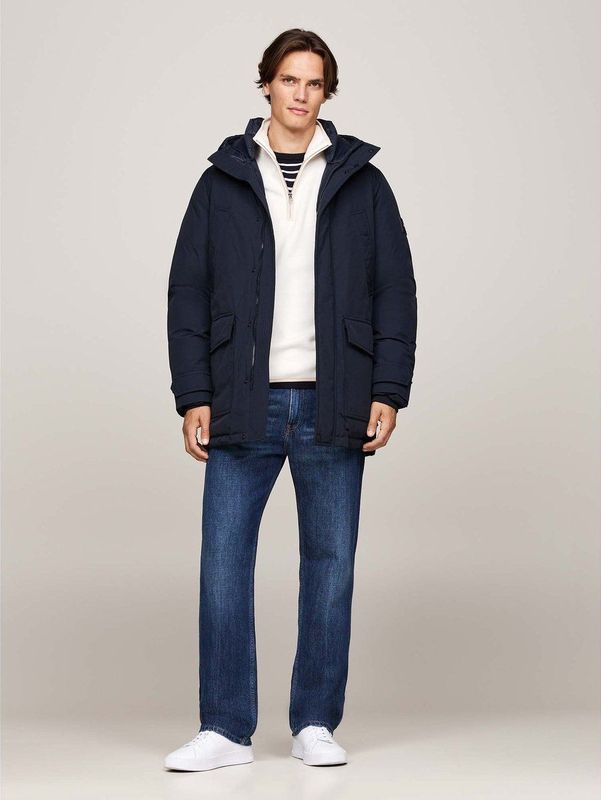 Tommy Hilfiger - MIX DOWN HOODED PUFFER JACKET - Gewatteerde Jas - Desert Sky - Met Afneembare Capuchon