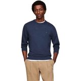 Tommy Hilfiger - Ronde Hals Katoen Kasjmier Trui - Blauw - Heren
