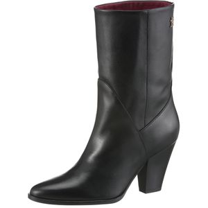 Tommy Hilfiger Cowboy Stiefelette "MID COWBOY HEEL LEATHER", Trichterabsatz, Stiefelette, Westernstiefelette in spitzer Form