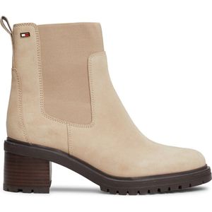 Tommy Hilfiger Vrouwen vlag MID Heel Suede Chelsea (FW0FW08429) enkellaarzen, Beige (Beige), 3.5 UK, Beige, 36 EU